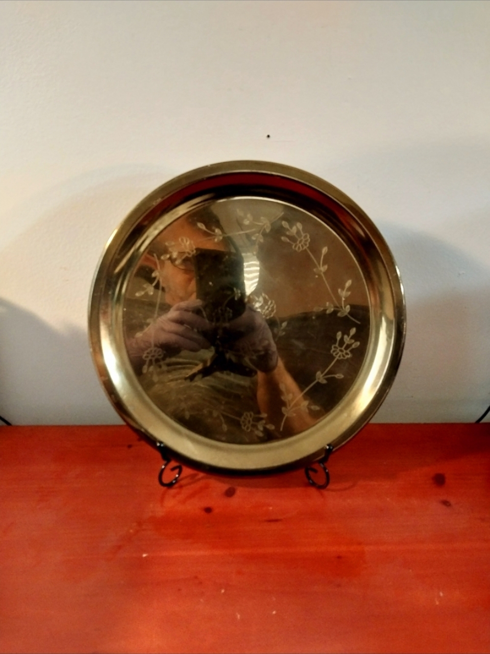 12"-Princess Heritage House Decorative Etched Brass Tray - Floral Design